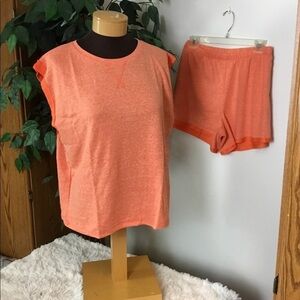 So French Terry sleeveless pajama top and short set XL color is coral